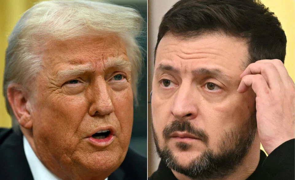 US President Donald Trump (left), who initially promised to end the war in "24 hours", has gone from admiring Russian President Putin and calling Ukraine President Volodymyr Zelensky a "dictator", to slapping Moscow with major sanctions and hinting at Ukraine taking its land back.