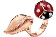 The ladybird appears in an enamelled, three-dimensional form in the Coccinelles creations.