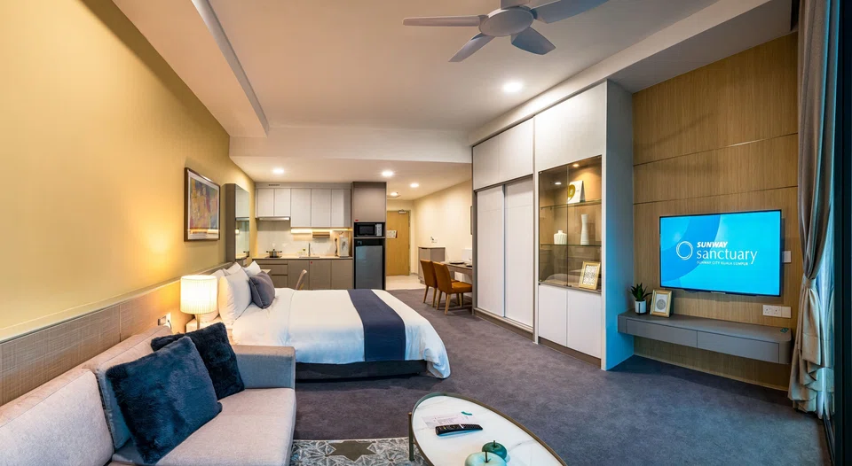 Sunway Sanctuary has rooms of various sizes, including deluxe studios (above) spanning 422 sq ft.