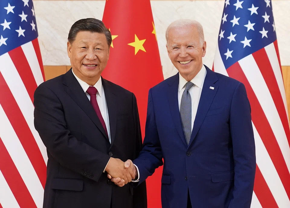 US President Joe Biden and Chinese President Xi Jinping held talks on the sidelines of the G20 leaders' summit in Bali, Indonesia, Nov 14, 2022. 