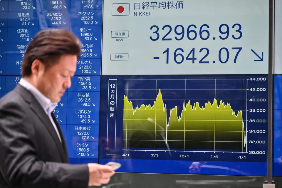The Nikkei sank more than four per cent on Friday - a day after surging more than nine per cent.