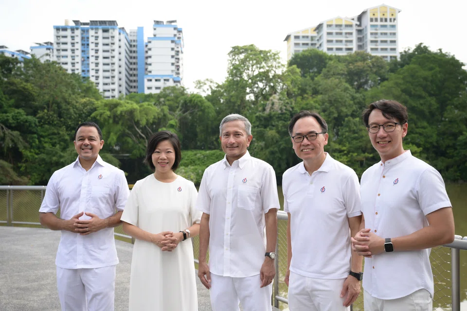 From left: Christopher de Souza, Sim Ann, Vivian Balakrishnan, Liang Eng Hwa and Edward Chia. Liang contested Bukit Panjang SMC, while the other four contested Holland Bukit-Timah GRC.