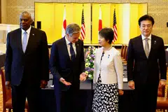 From left: US Secretary of Defense Lloyd Austin, US Secretary of State Antony Blinken, Japanese Minister for Foreign Affairs Yoko Kamikawa, and Japanese Minister of Defense Kihara Minoru at the "2+2" talks that saw several measures taken to address what the countries said was an “evolving security environment”.