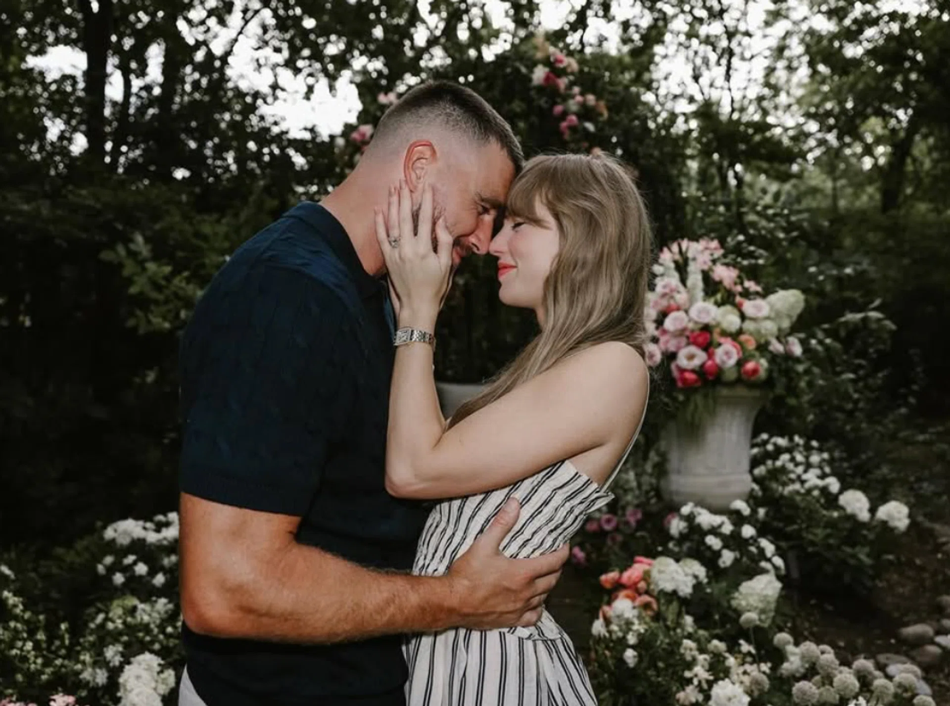 Travis Kelce and Taylor Swift’s engagement announcement.