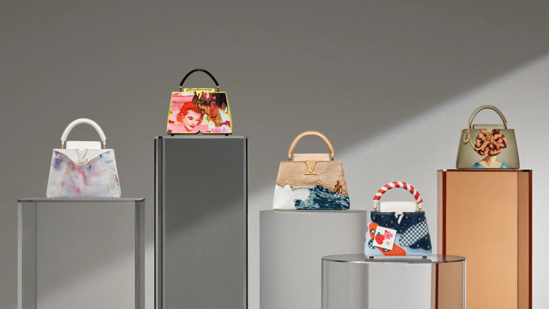 The Louis Vuitton Artycapucines series sees renowned and emerging artists remixing the brand's classic Capcuines bag. Credit: Louis Vuitton