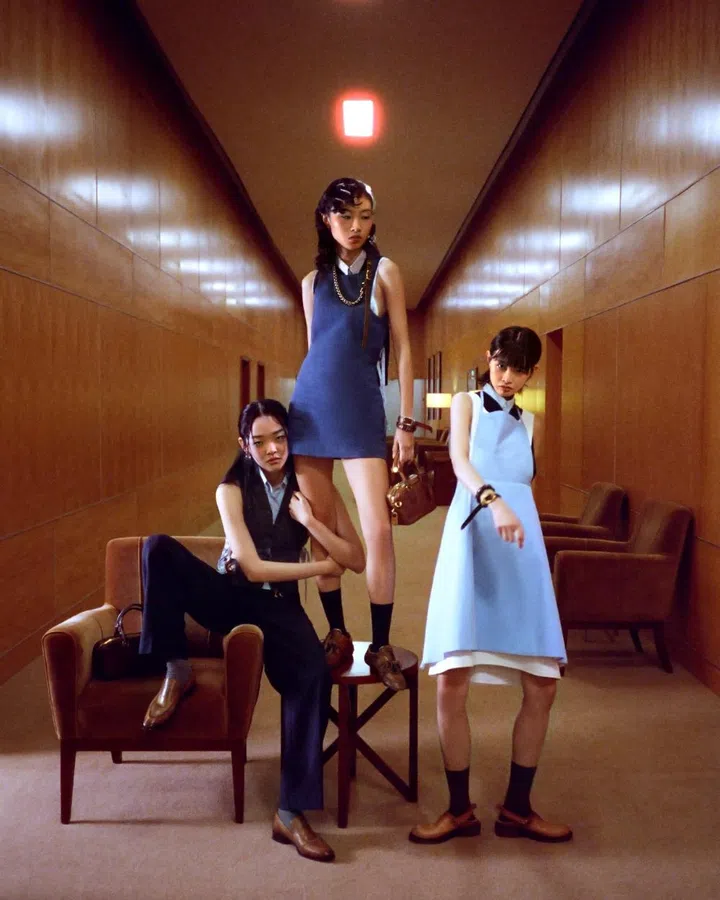 miu miu ss26 collection fashion shoot tan siyou amoeba photography