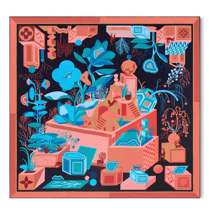 LV Art Silk Squares scarf