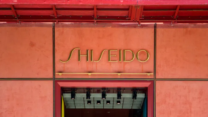 TOKYO, JAPAN - OCRRTOBER 2, 2016: Detail of Shiseido store in Ginza, Tokyo, Japan. It is a Japanese multinational personal care company founded at 1872.