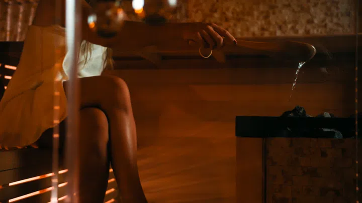 woman in a sauna environment