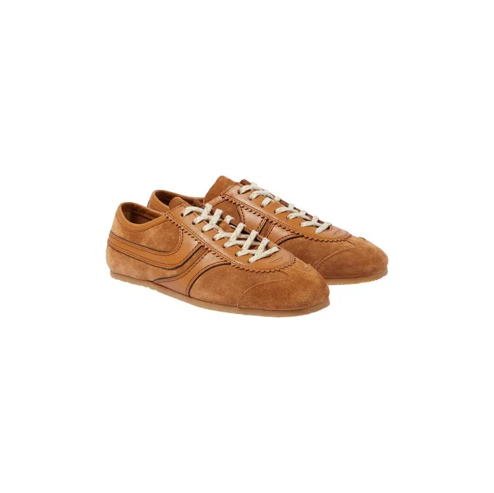 Dries Van Noten brown leather and suede sneakers