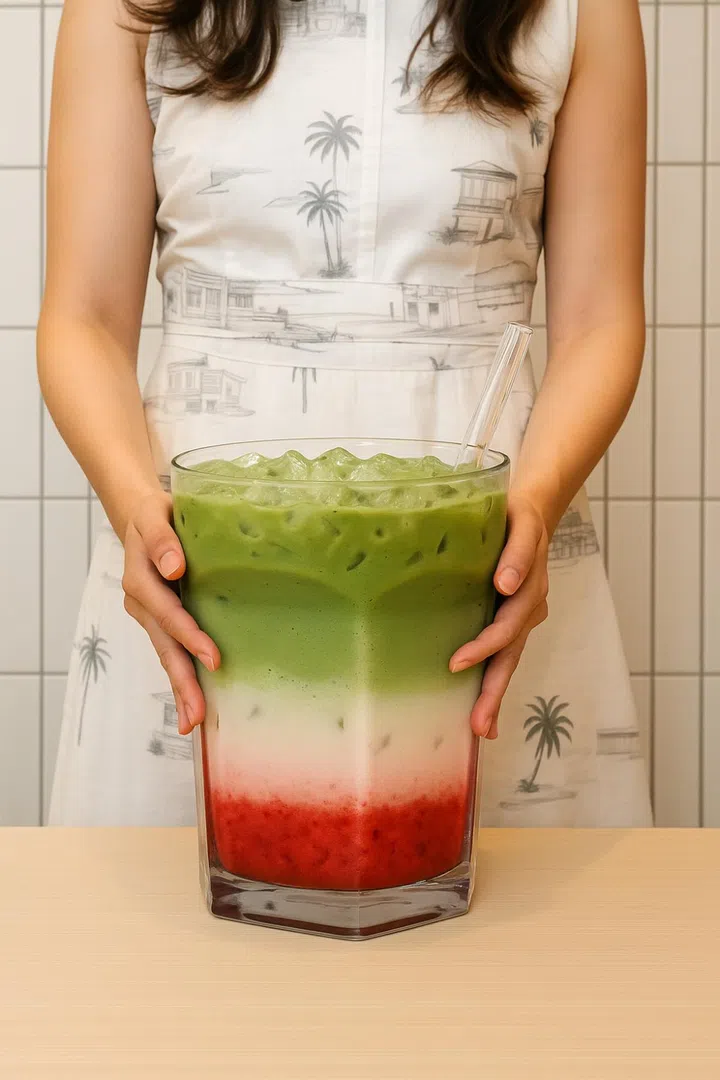 Jumbo-sized 5 Litre Mega Strawberry Matcha Latte in Singapore | Wong Fu Fu