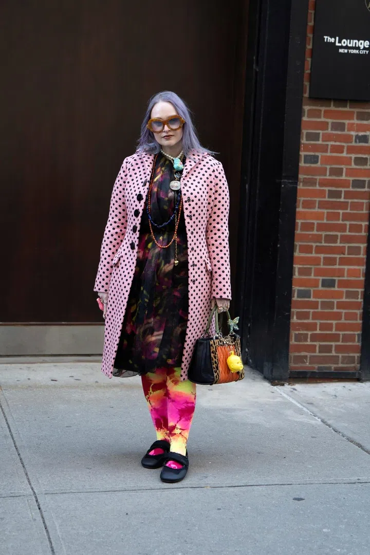 street style pink coat