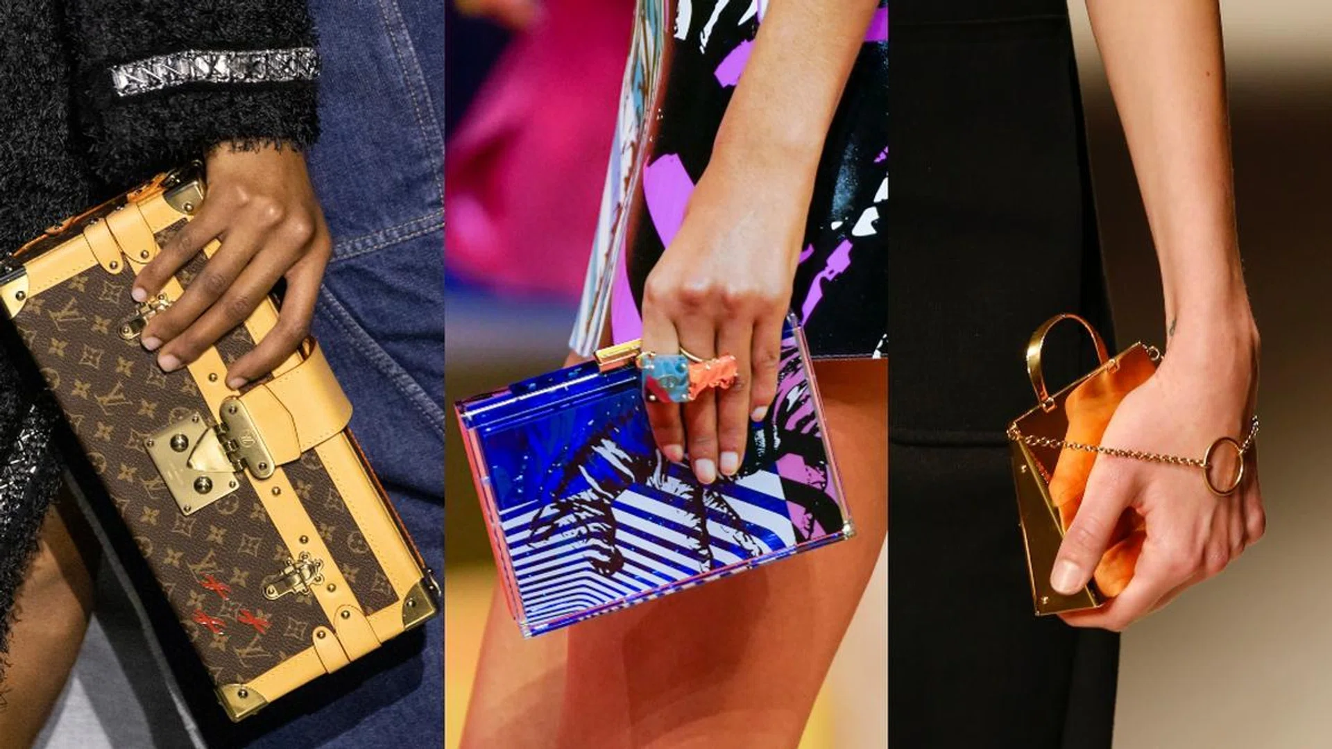 Get a hold of clutches from (from left) Louis Vuitton, Dior and Salvatore Ferragamo for S/S '22. Credit: Showbit