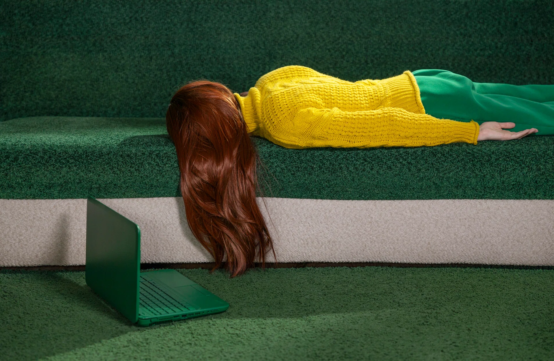 A woman crashing out at work