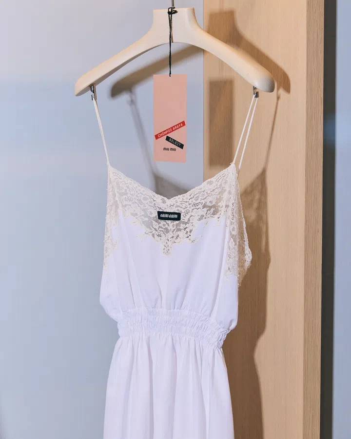 chompoo araya miu miu select slip dress