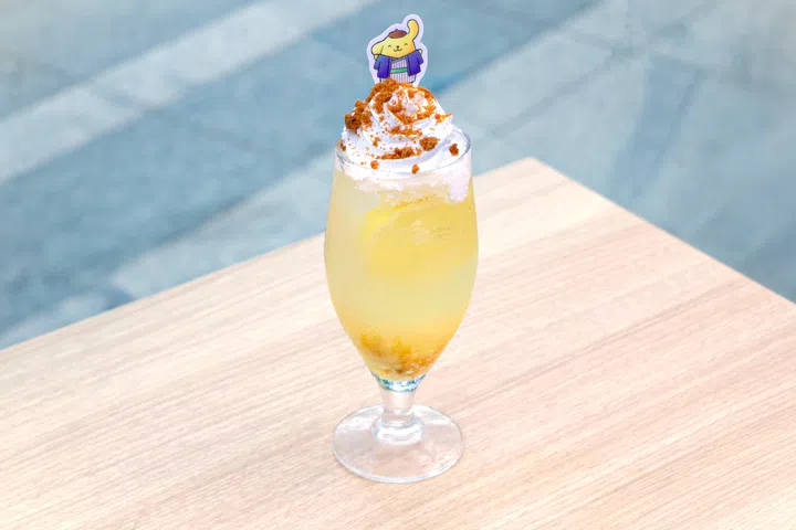 Pompompurin cafe Singapore drinks - yuzu citon ice cream float