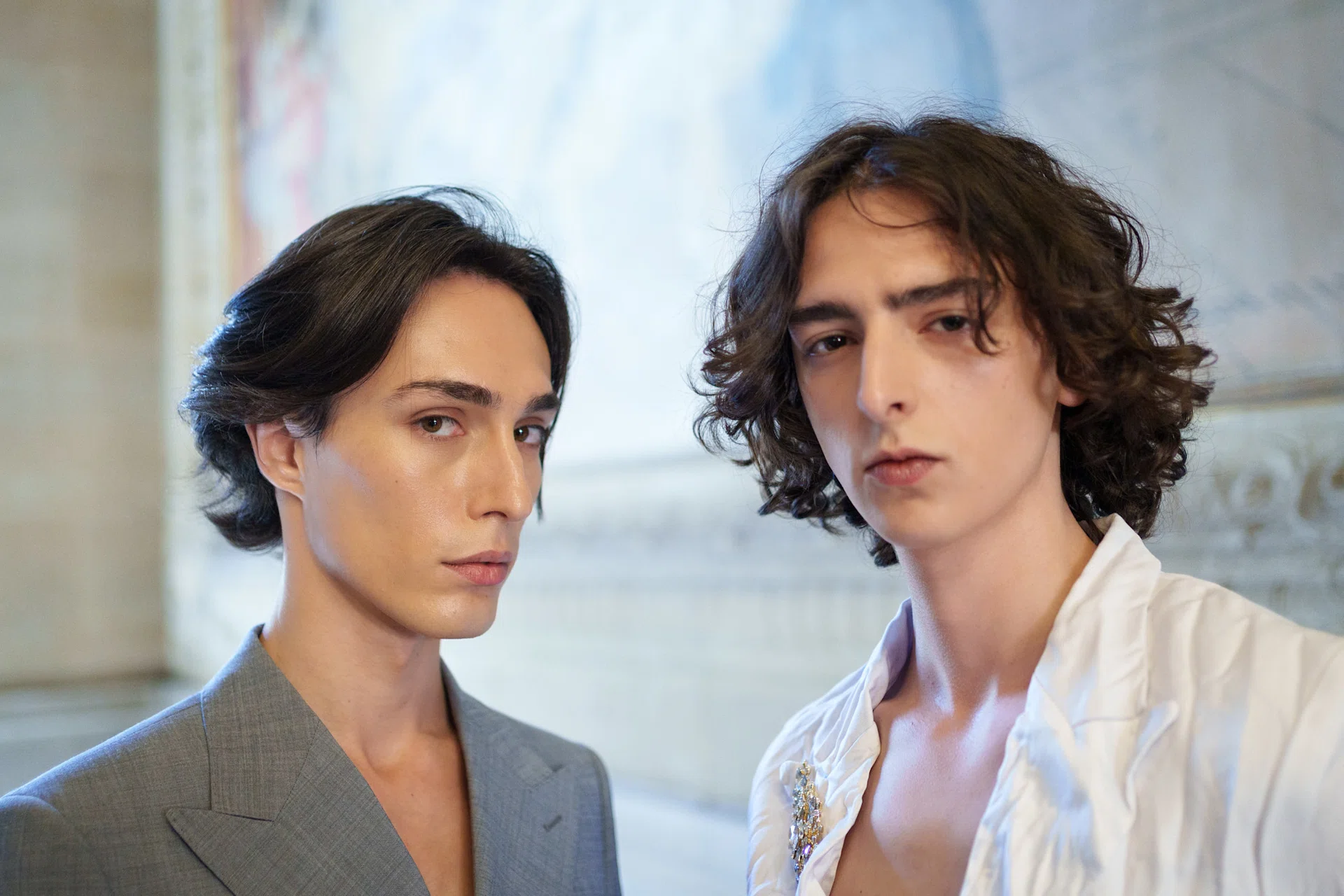 Male models backstage at Peet Dullaert F/W 2025 show