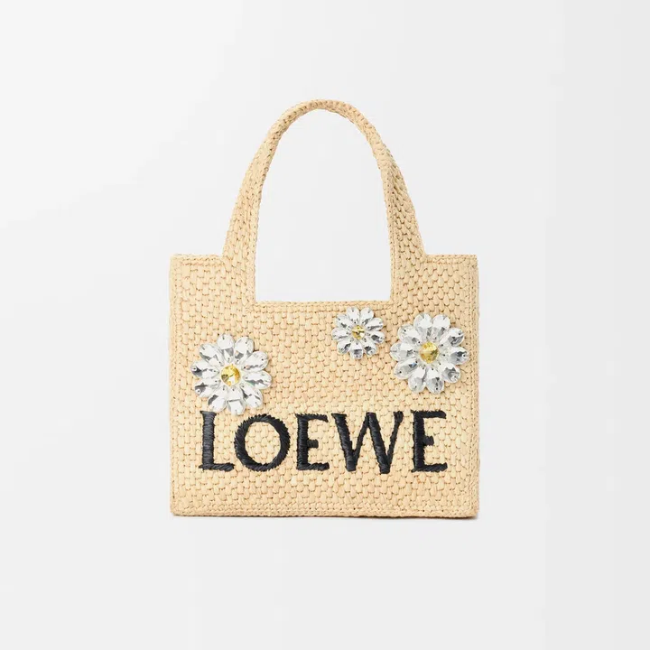 Mini Loewe Font Tote raffia basket bag Summer 2026