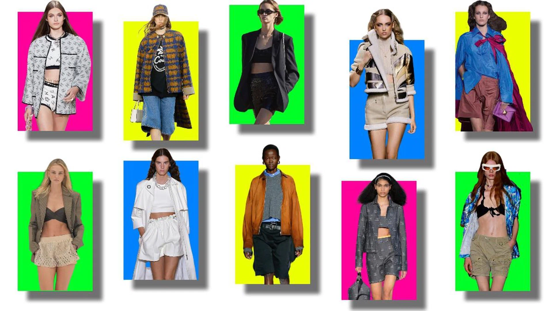 Shorts and bermudas sported on the Spring/Summer 2022 runway (from first row, left-right): Chanel, Coach, Celine, Fendi, Valentino, Givenchy, Hermes, Miu Miu, Max Mara and Coperni. 