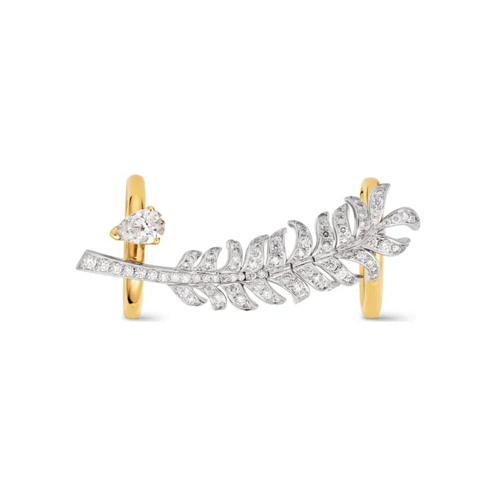 Plume De Chanel 18K white and yellow gold ring with diamonds, $72,600
