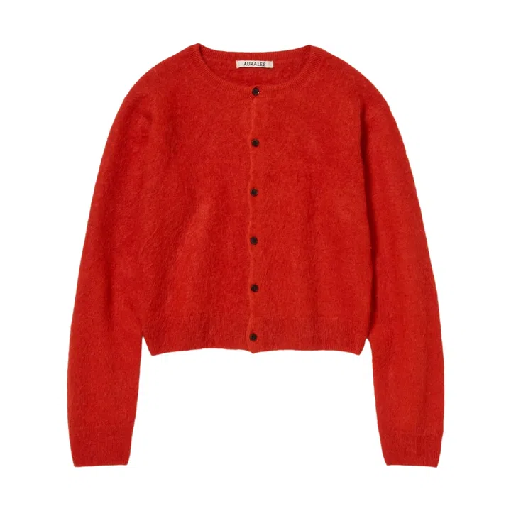 auralee red cardigan