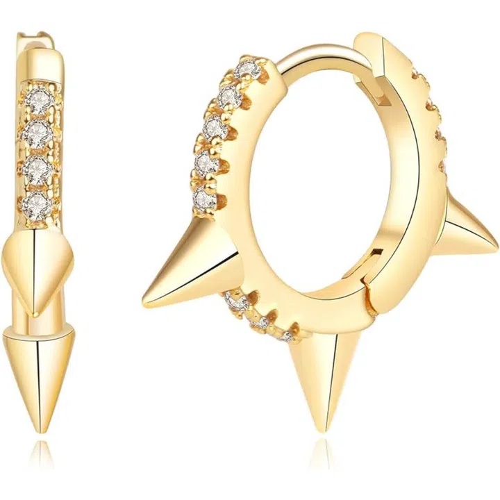 Affordable earrings in Singapore - spiked gold hoops