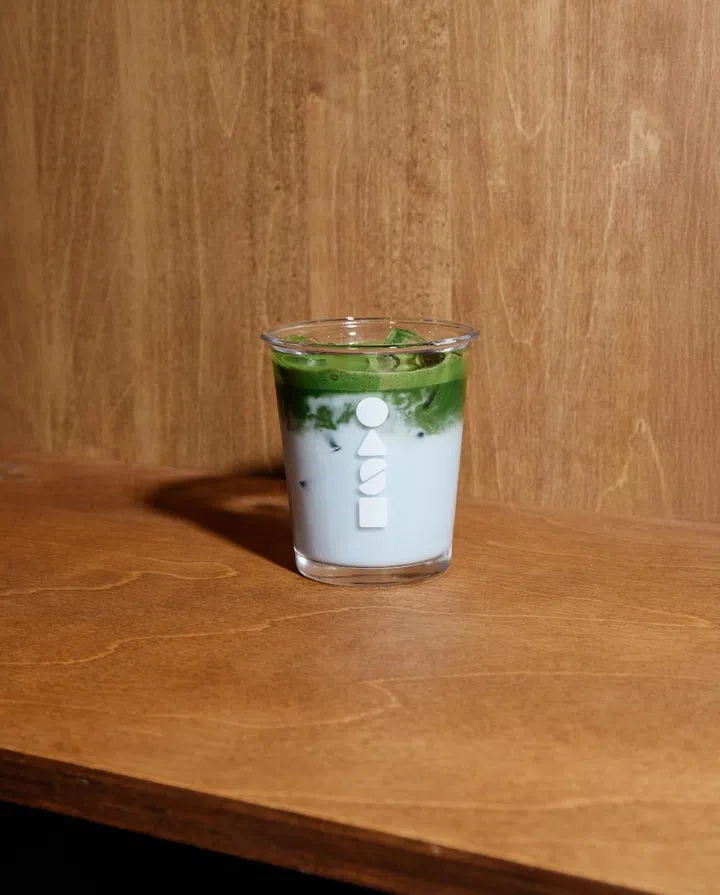 Average Service baby blu matcha latte