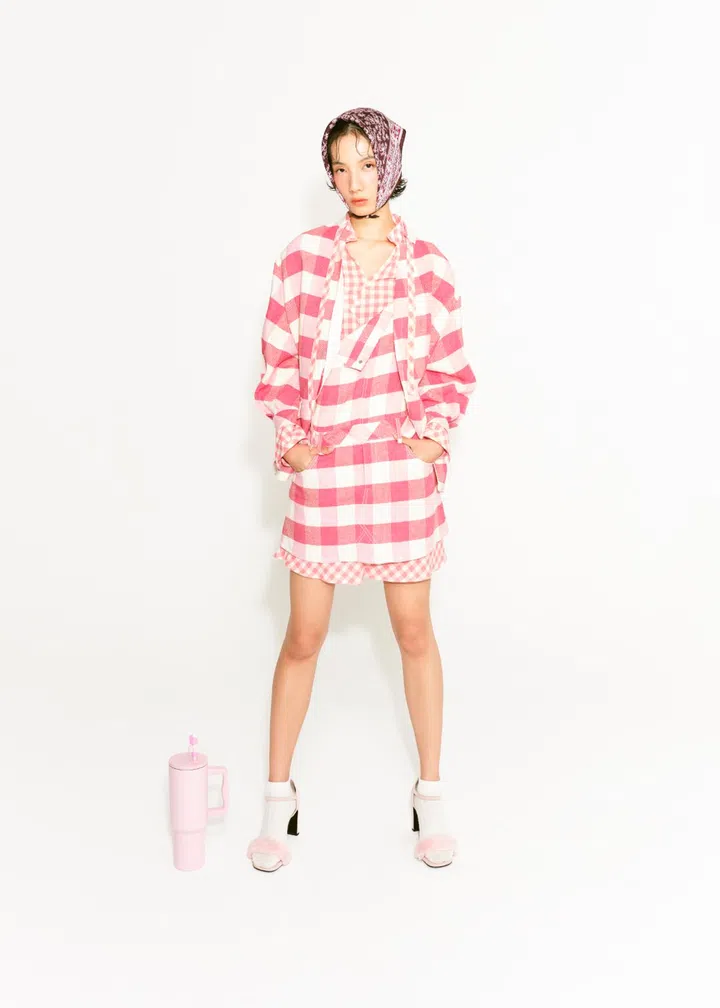 Longchamp checked outfit