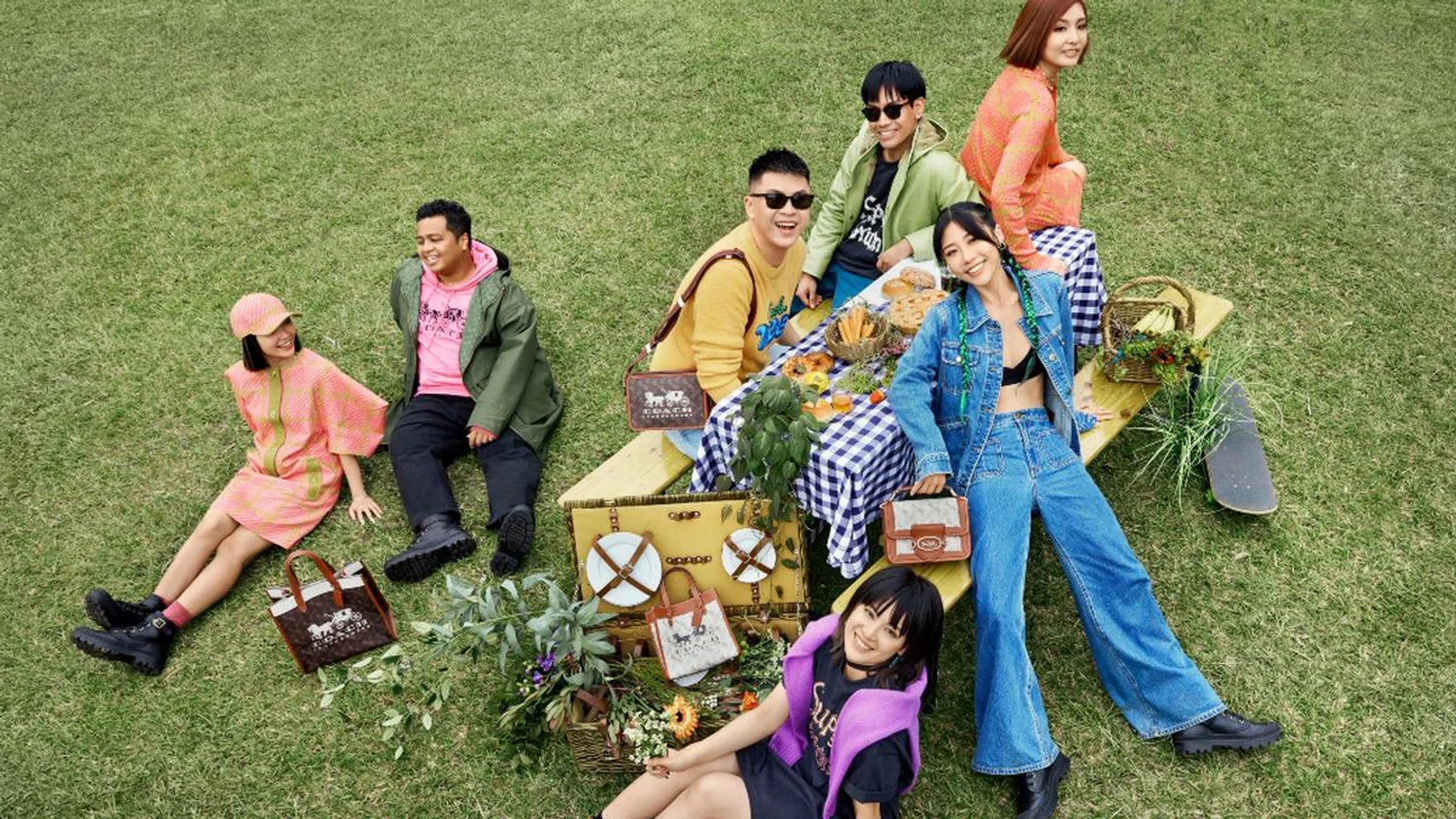 Coach’s KOL campaign this year includes six of the brand’s store associates and fashion influencer Mae Tan. Clockwise from left: Joanna Ong (@joan_naong), Muhammad Faizal(@mr_seetoh), Chin Wei Hao (@wh_weihao), Shafiq Najib (@a_f_y_q_jjang), Elena Lee (@eeleiinaa_), Mae Tan (@marxmae) and Yi Li Ong (@yili_554). Credit: Coach