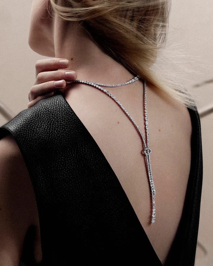 Hermes Double Tour Crescendo 18K white gold necklace with diamonds