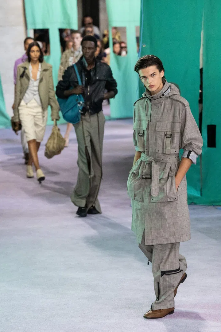 LONDON, ENGLAND - SEPTEMBER 16: Models walk the runway at the Burberry show during London Fashion Week September 2024 at  on September 16, 2024 in London, England. (Photo by Jeff Spicer/Getty Images)