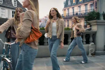 Margot Robbie for the Chanel 25 handbag campaign, a 2026 homage to Kylie Minogue’s “Come Into My World” music video directed by Michel Gondry.