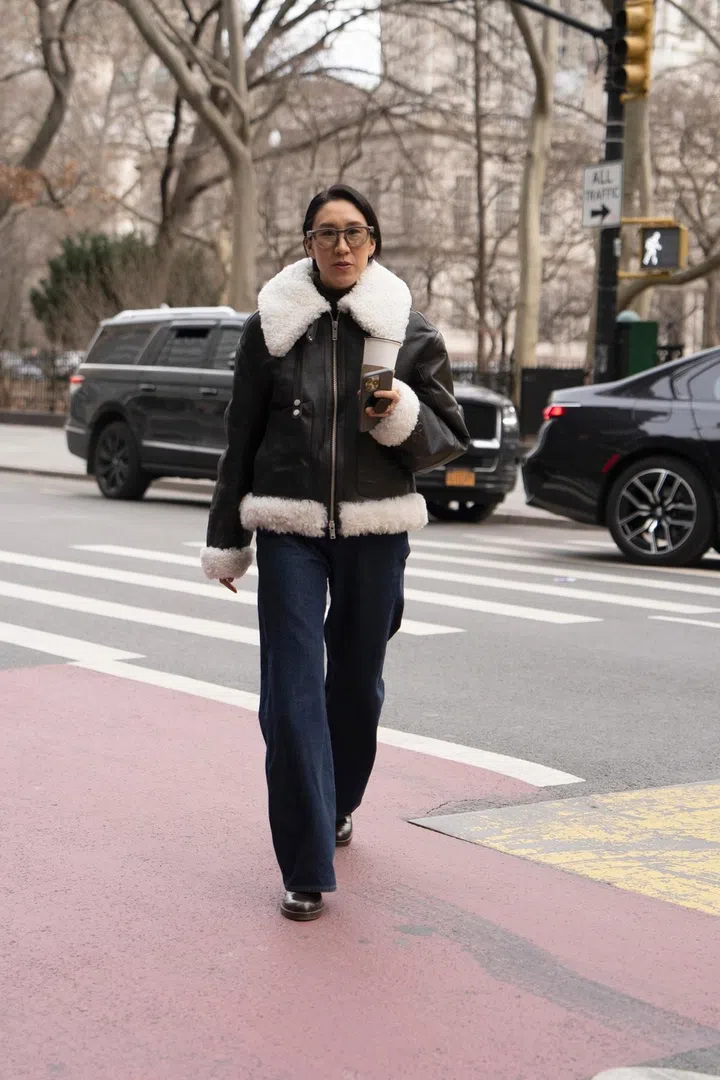 street style shearling