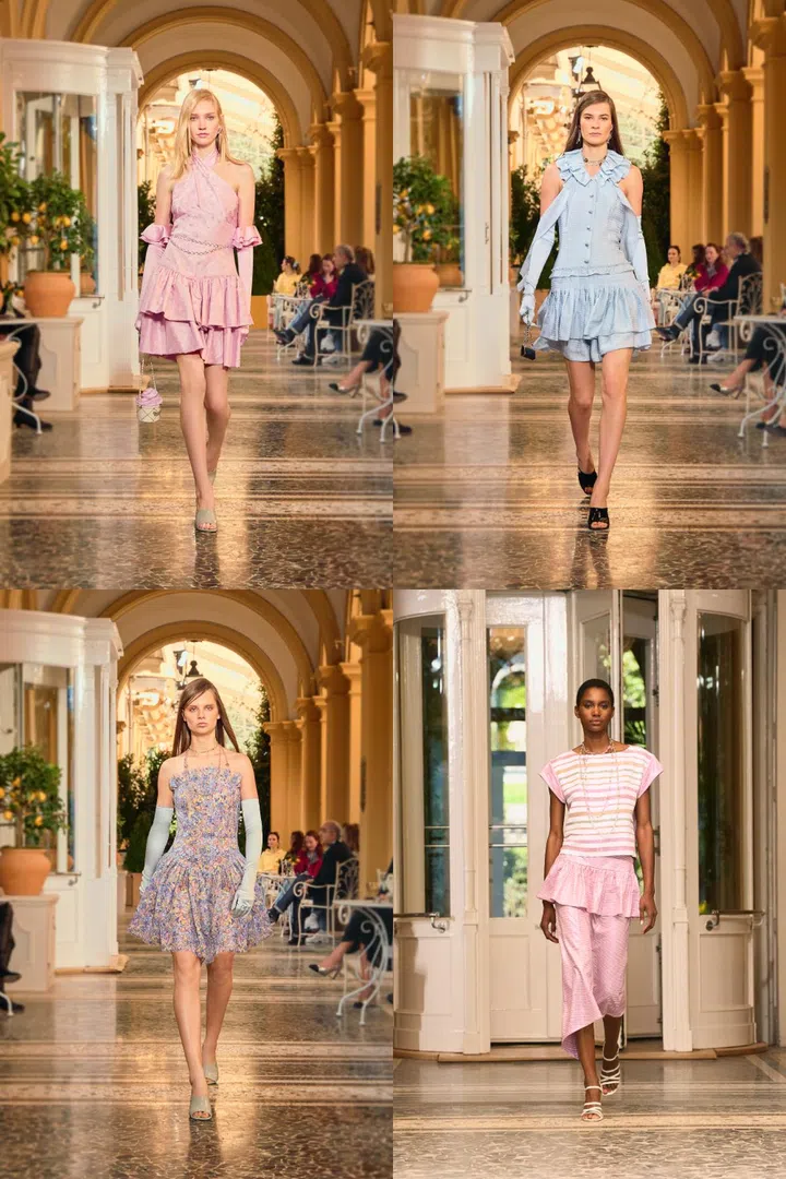 Flirty short ballgowns in pastel hues inspired by Lake Como at Chanel fashion show