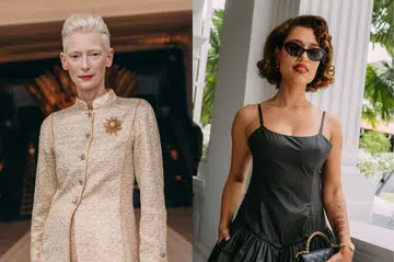 Tilda Swinton and Raye at at Chanel Cruise 2025/26 show in Singapore