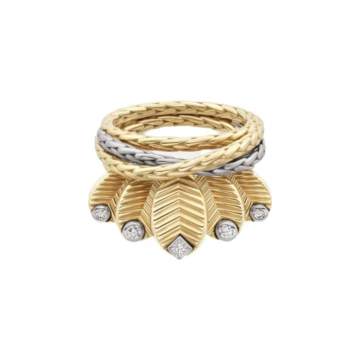Grain De Cafe 18K yellow gold ring with diamonds, $19,700
