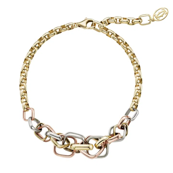 Cartier Trinity 18K white, rose gold and yellow gold bracelet, $8,600