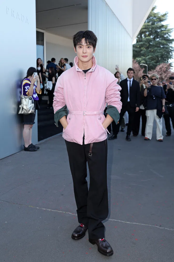 Jaehyun NCT at Prada Spring Summer 2027 menswear fashion show at Milan Fashion Week