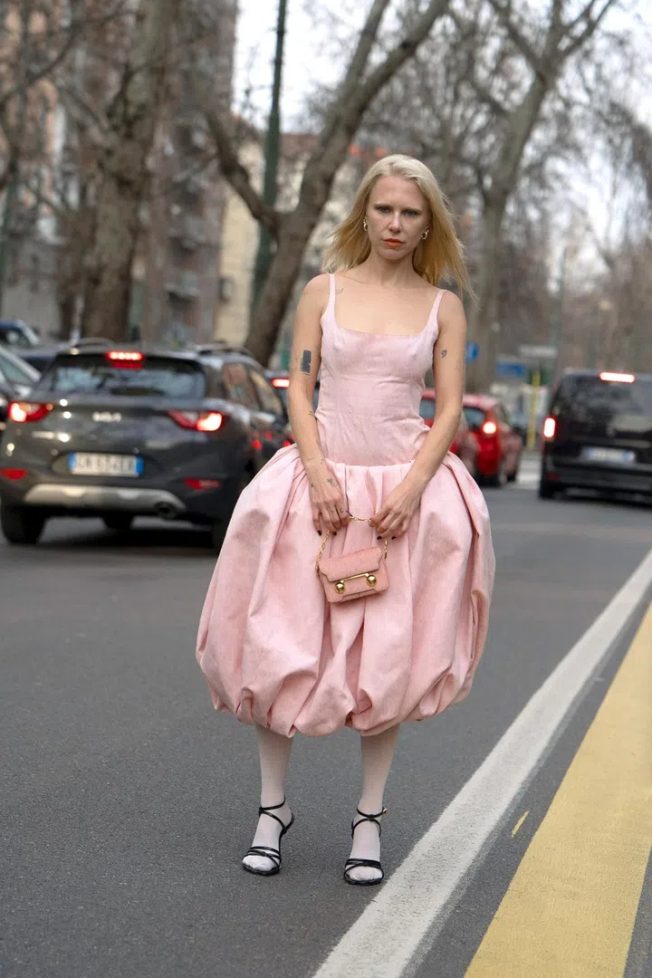 street style pink gown