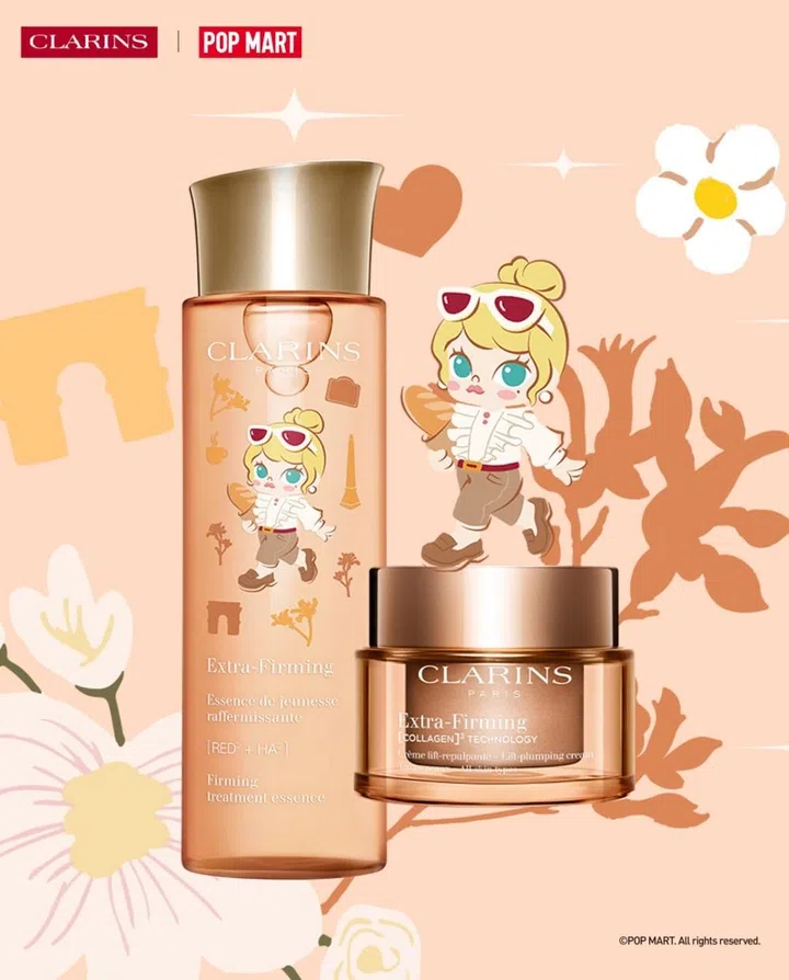 clarins pop mart molly collaboration extra firming treatment essence