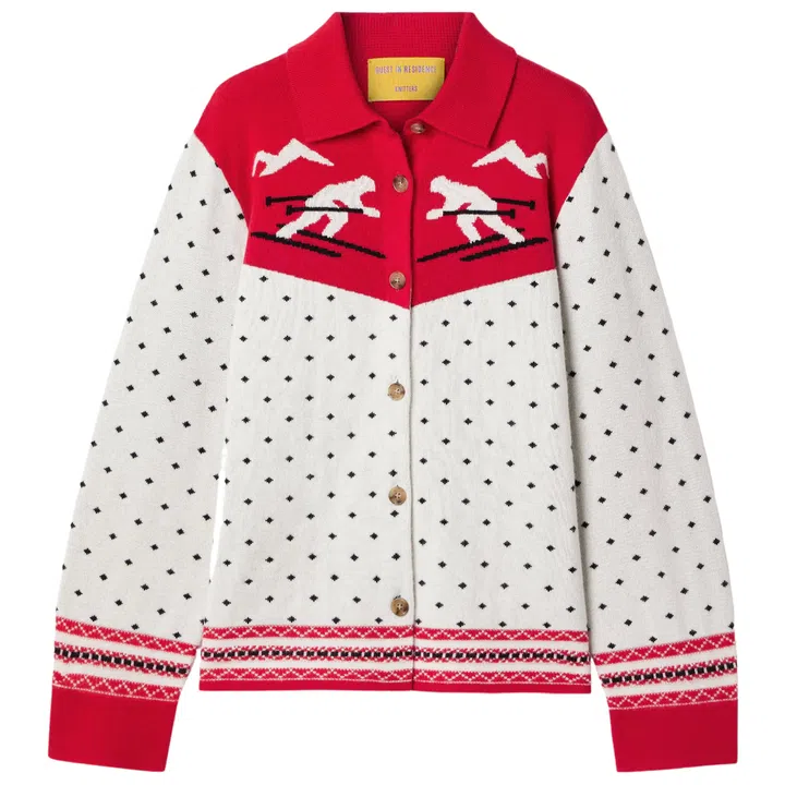 Guest In Residence downhill wool and cashmere-blend jacquard cardigan