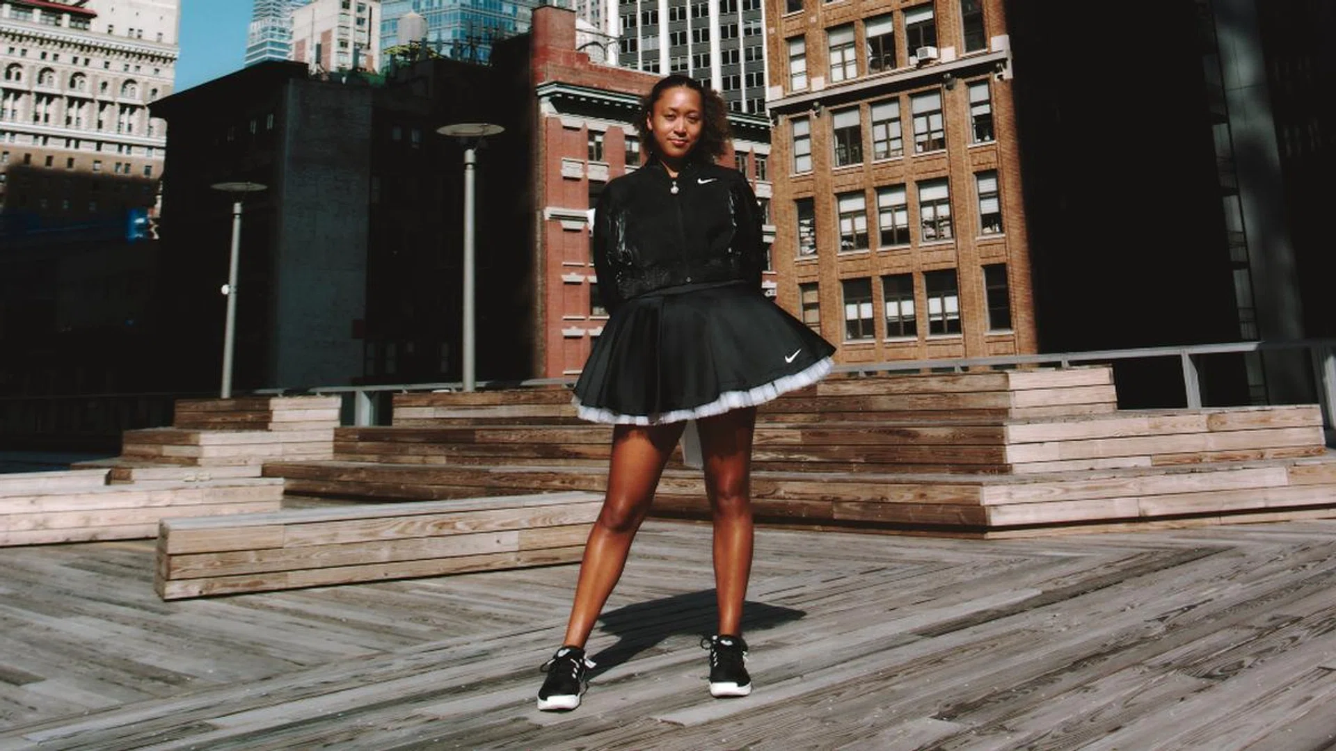Tennis star Naomi Osaka made a bold fashion statement at the recent US Open, sporting a custom Goth Lolita-inspired outfit designed by Yoon Anh of Ambush. Credit: Courtesy of Ambush