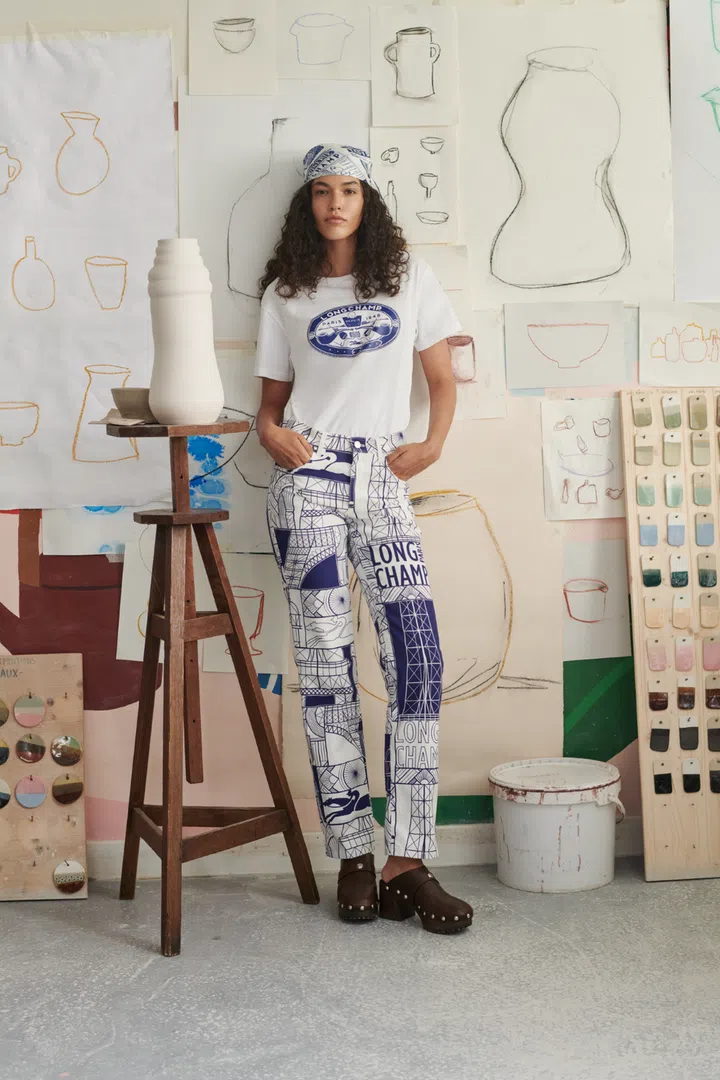 longchamp limited edition cotton t-shirt from artist constantin riant capsule