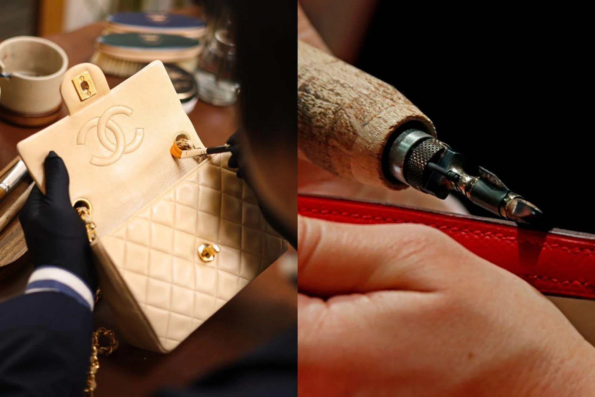 Luxury bag cleaning and restoration.