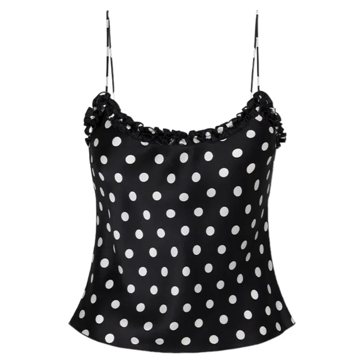 Polka dot silk camisole top