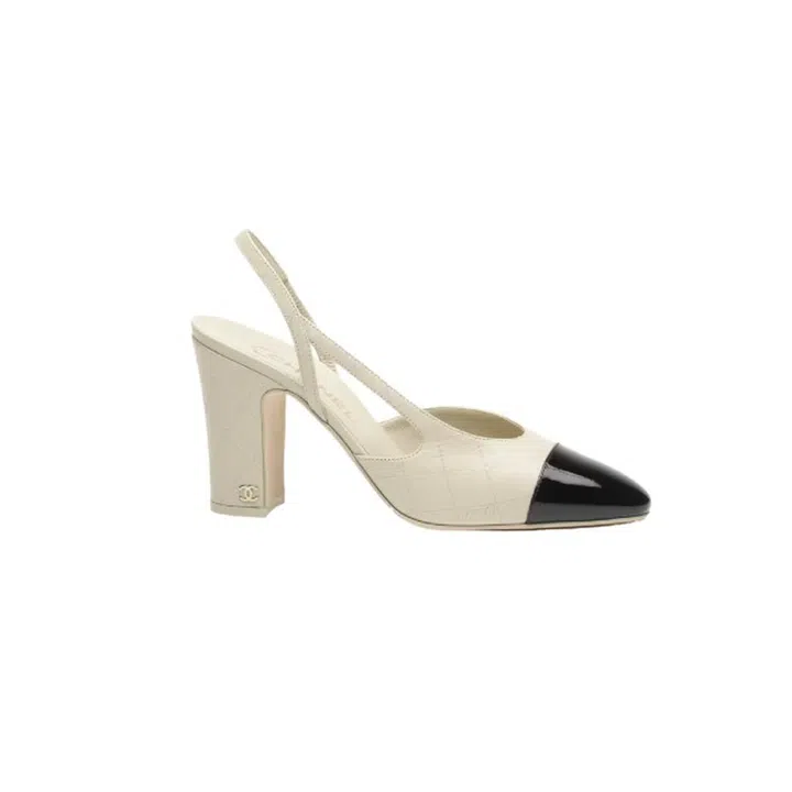 chanel Printed Lambskin & Patent Calfskin Ivory & Black