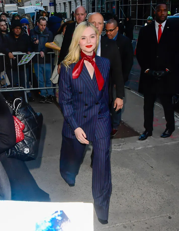 Elle Fanning Margos Got Money Troubles premiere pantsuit fashion