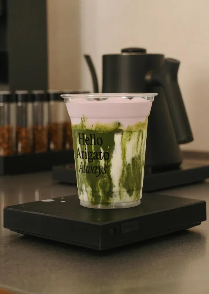 Hello Arigato matcha latte orh nee