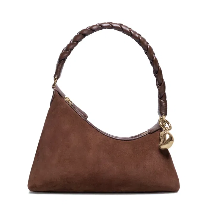 Nirvana Suede Chocolate leather bag, $456, www.aupen.com