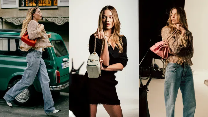 Margot Robbie Chanel 25 bag campaign behind the scenes